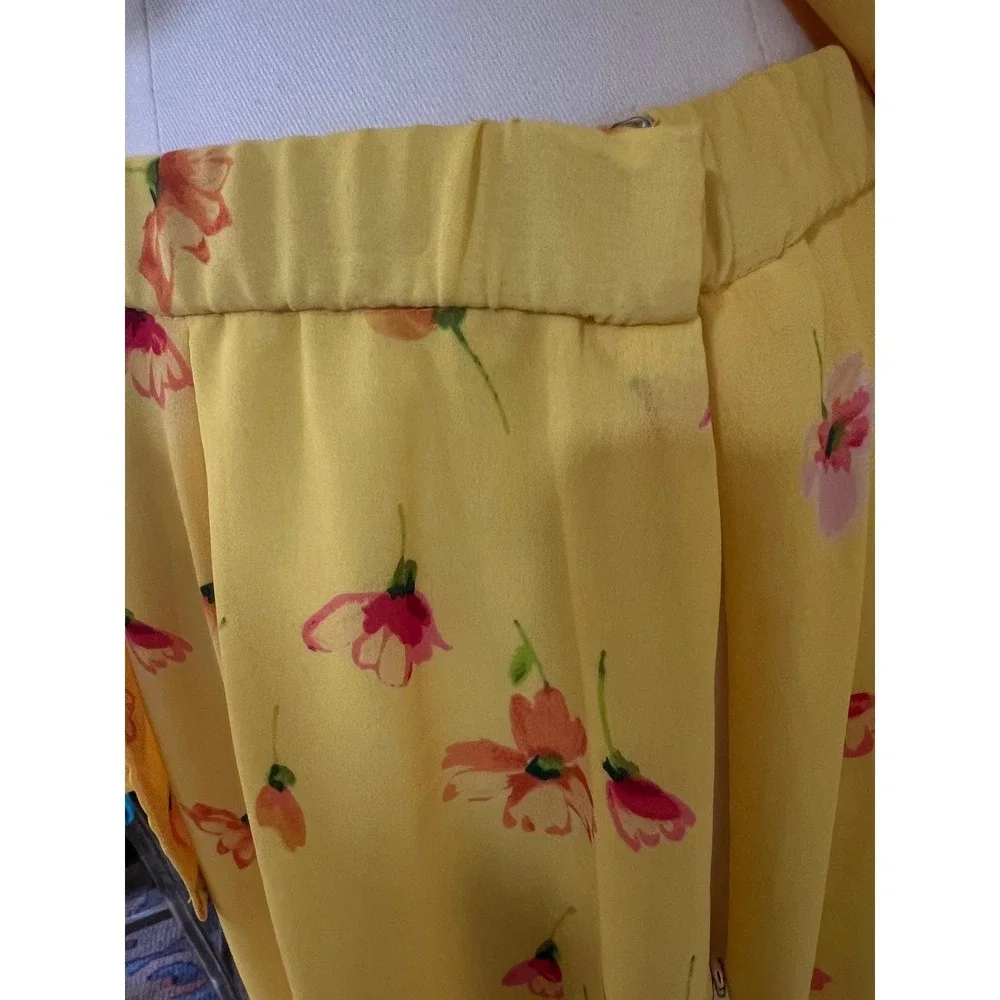 Vintage Pendleton Yellow Floral Matching Set Top Skirt Button Front USA 12/14